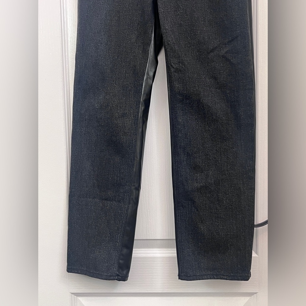 Abercrombie Ankle Straight Ultra High Rise Black Denim/Faux Leather 29/8 - Picture 4 of 12